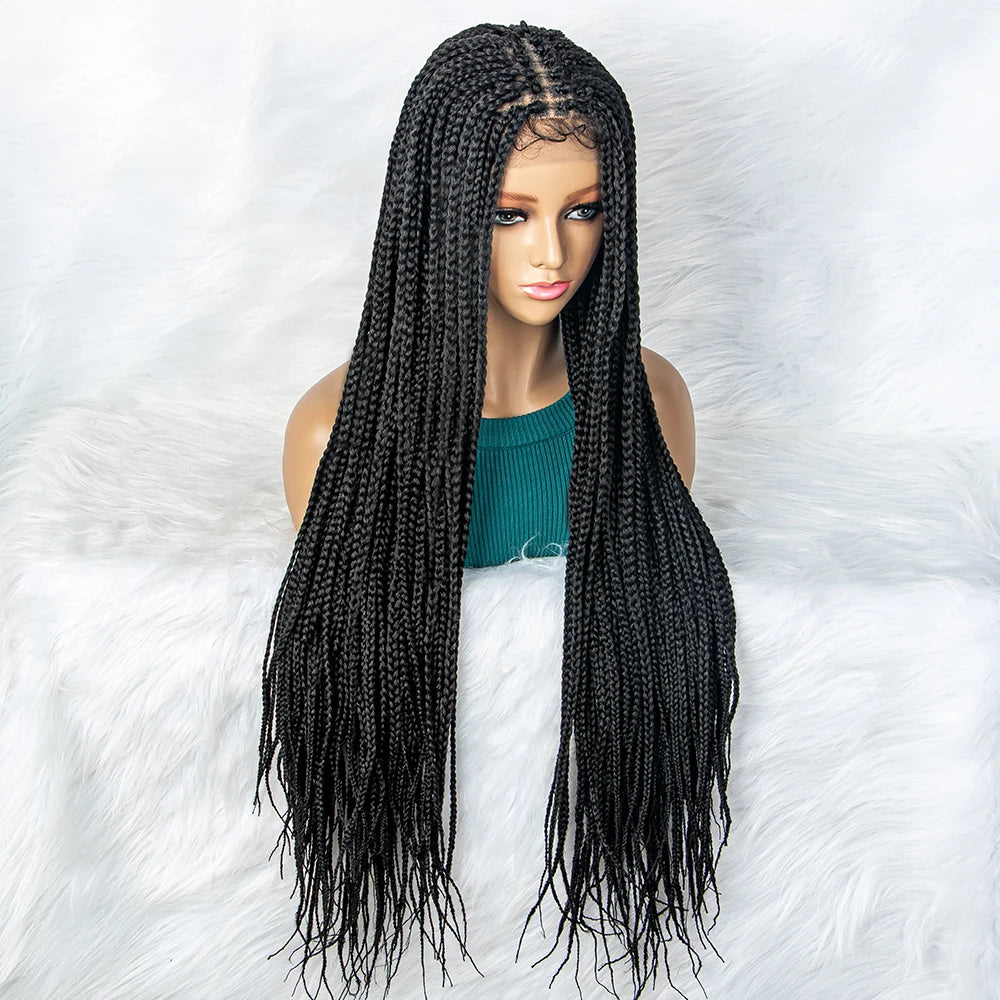 KIMA Braided Wigs Synthetic Lace Front Wig Braid African With Baby Hair Braided Lace Front Wigs 36 inches