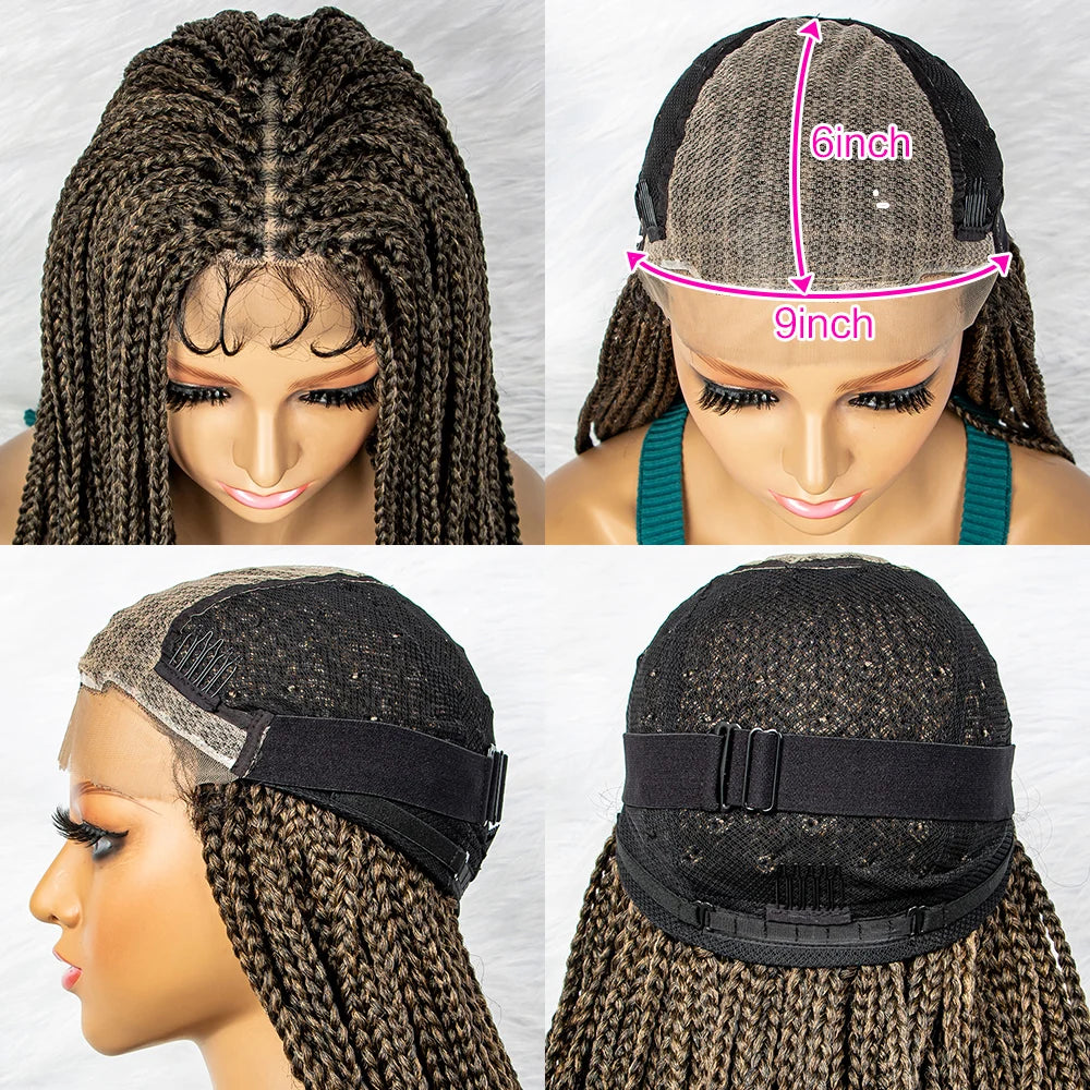 KIMA Braided Wigs Synthetic Lace Front Wig Braid African With Baby Hair Braided Lace Front Wigs 36 inches