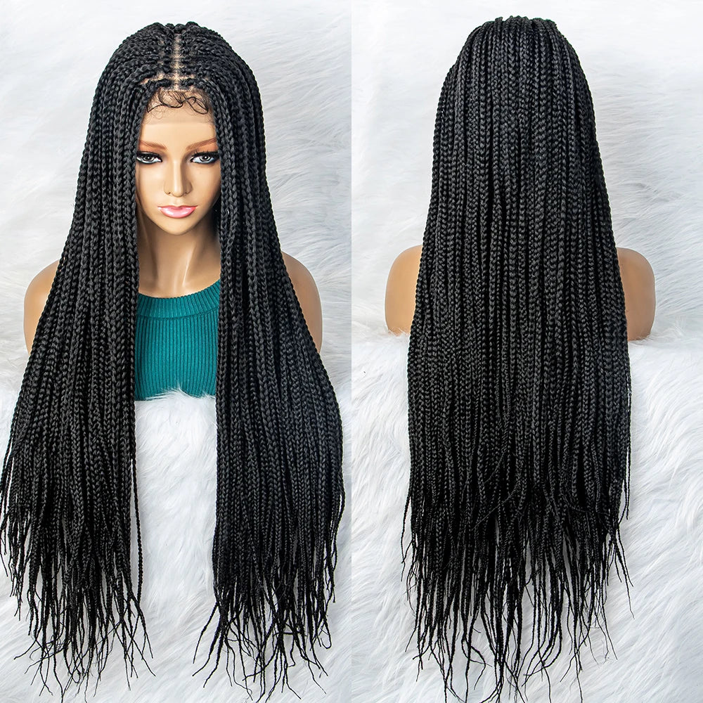 KIMA Braided Wigs Synthetic Lace Front Wig Braid African With Baby Hair Braided Lace Front Wigs 36 inches