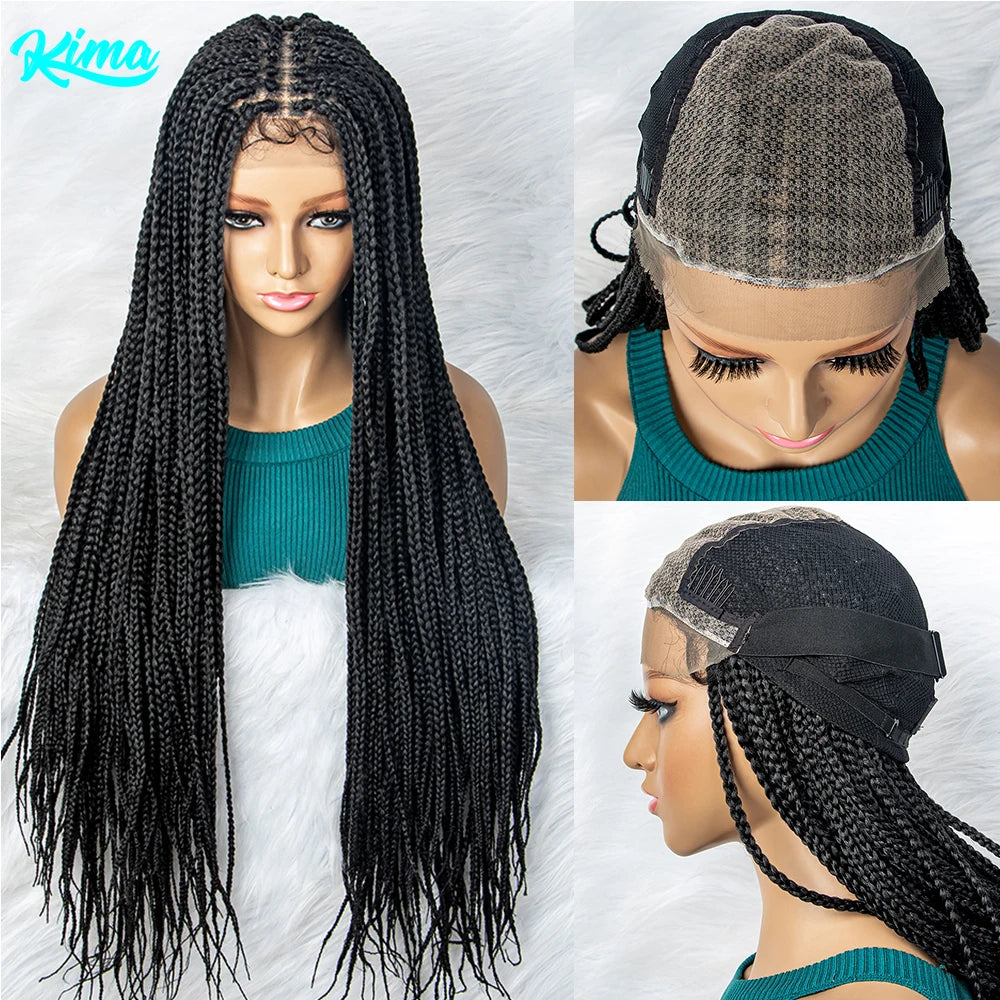 KIMA Braided Wigs Synthetic Lace Front Wig Braid African With Baby Hair Braided Lace Front Wigs 36 inches