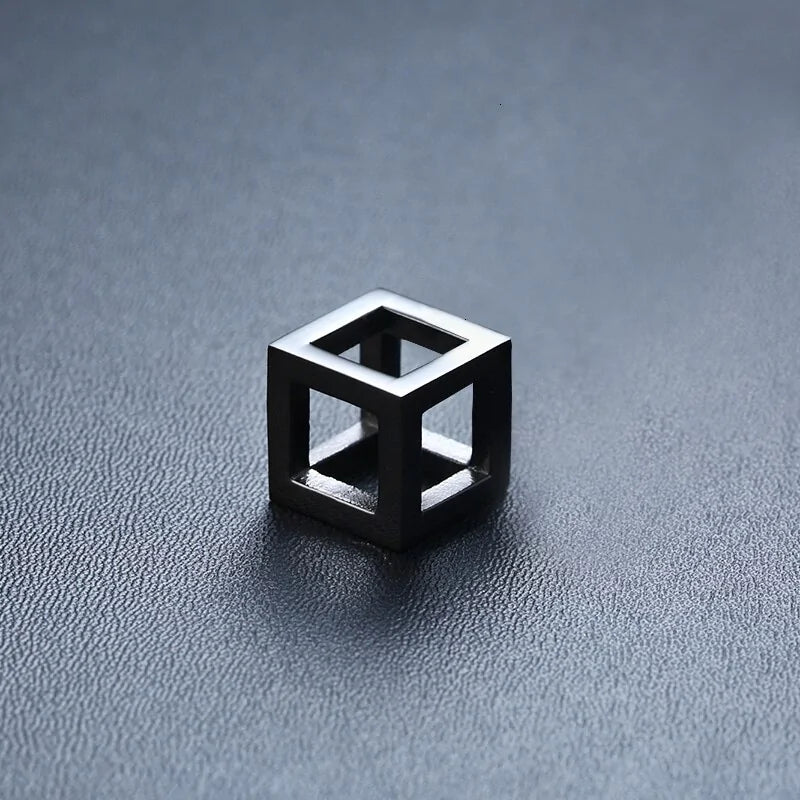 Retro Hollow Cube Pendant Necklace