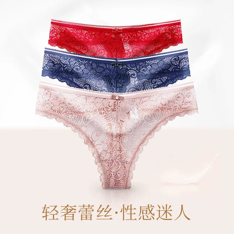 Women's Thong Feminine Lace European and American Seamless Panties Cotton Crotch Cloth Low Waist Sports T Pants Briefs Women