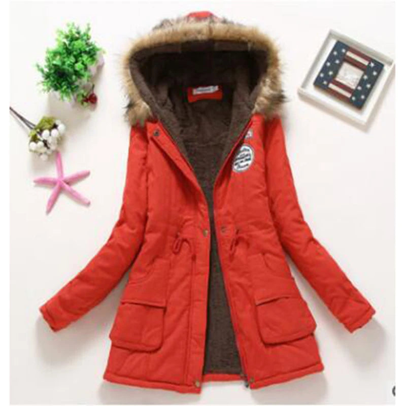 Winter Coat for Women Slim XXXL Size Outwear Medium-Long Cotton Padded Coat Thick Warm Hooded Parka Mujer Women's Casual Jacket