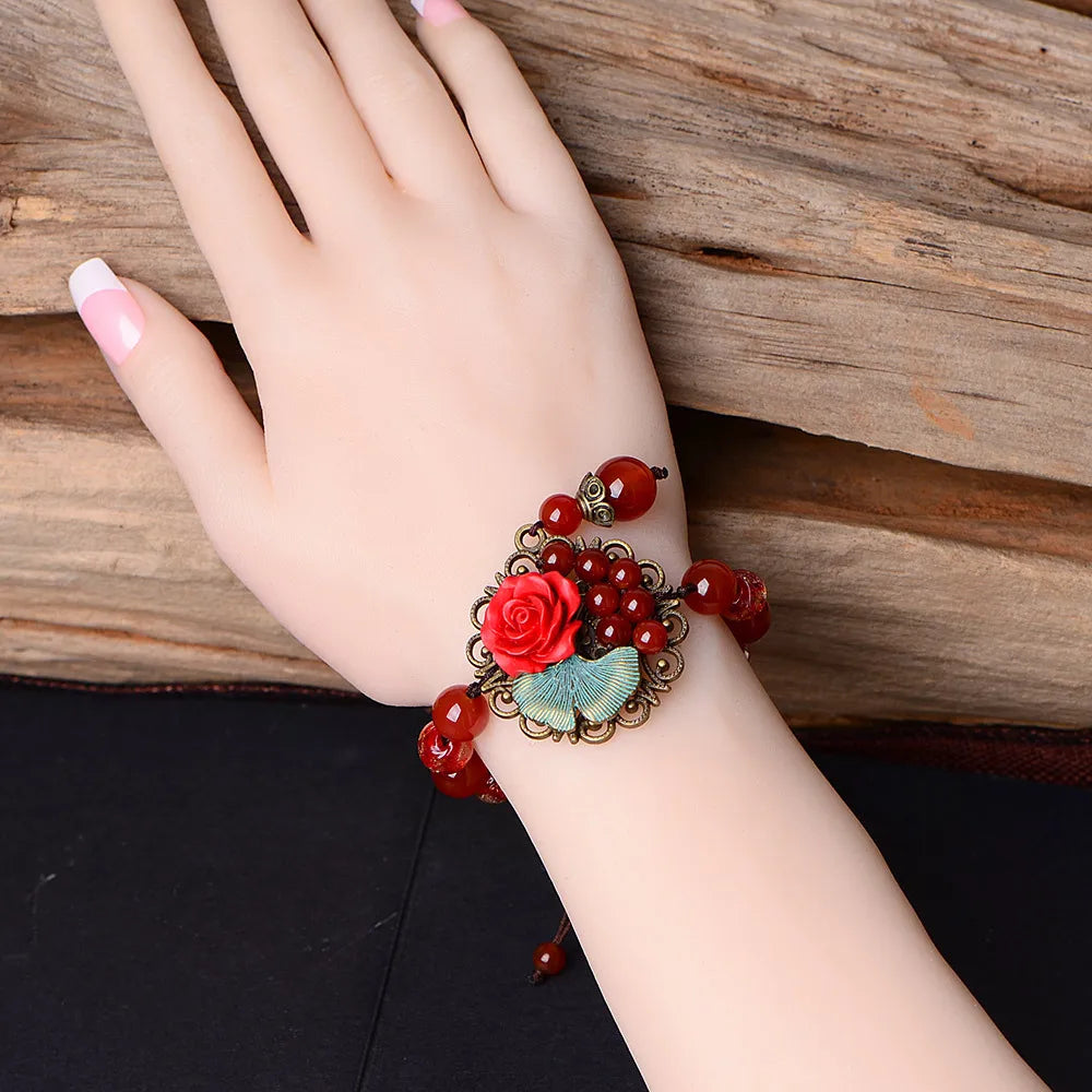 Yanting Handmade Beads Stone Bracelet Women Chinese Ethnic Multi Women's Bracelets & Bangles Vintage Jewelry Party Girls Gift