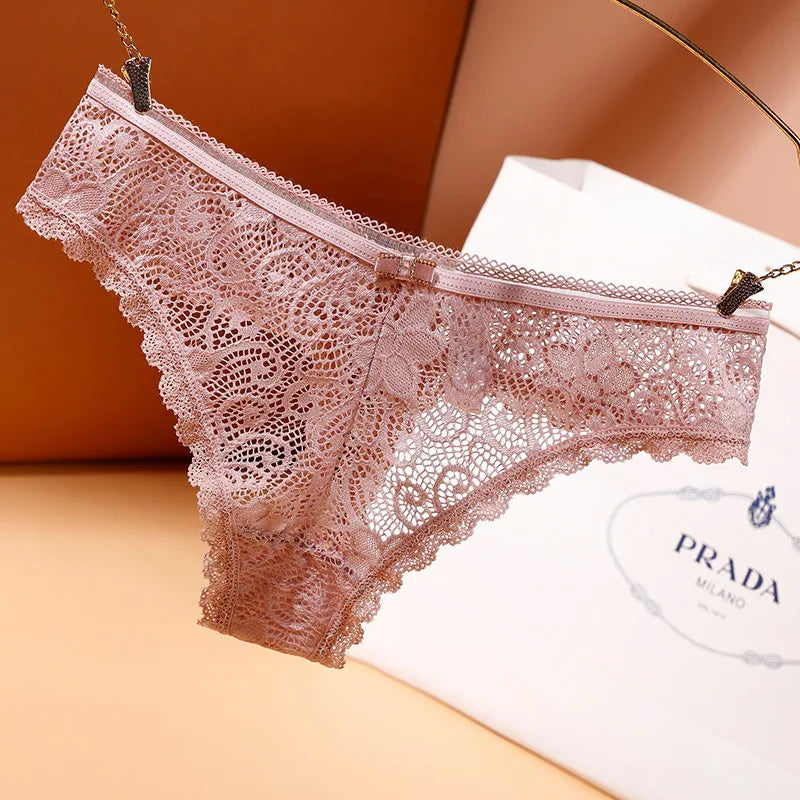 Women's Thong Feminine Lace European and American Seamless Panties Cotton Crotch Cloth Low Waist Sports T Pants Briefs Women