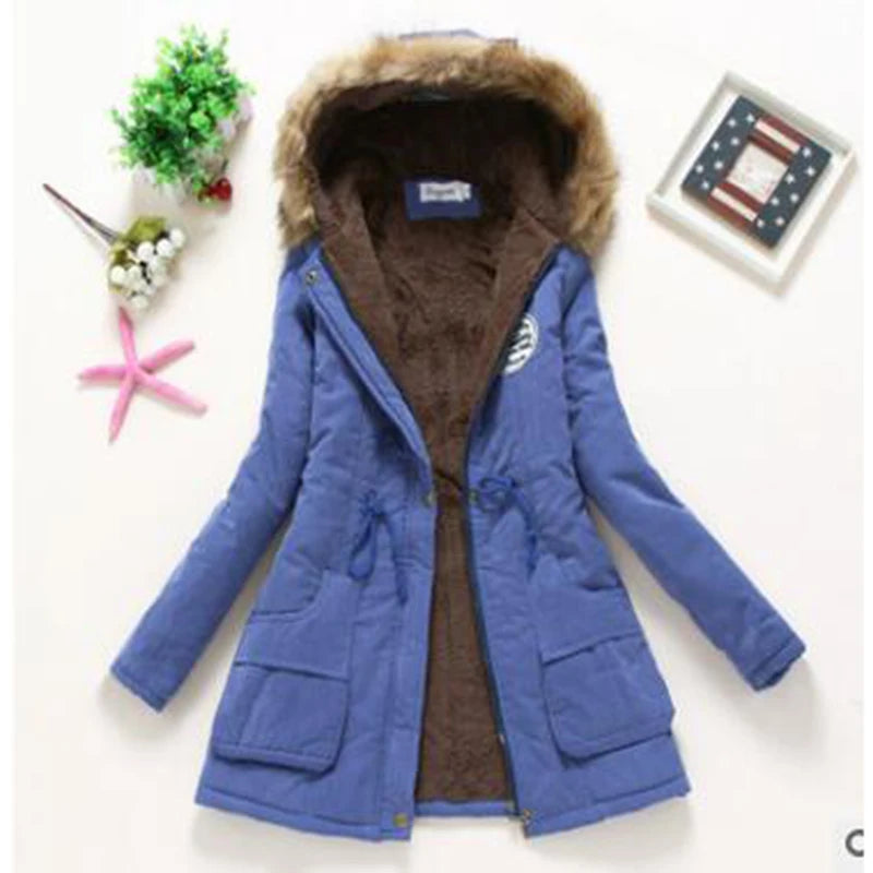 Winter Coat for Women Slim XXXL Size Outwear Medium-Long Cotton Padded Coat Thick Warm Hooded Parka Mujer Women's Casual Jacket