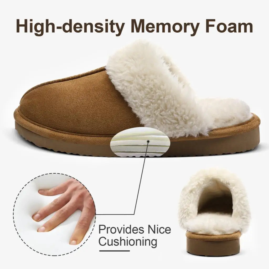 Comwarm Fluffy Winter Slippers For Women Furry Fuzzy Home Shoes Faux Fur House Plush Slippers Indoor Warm Comfy Mute Flats Slide