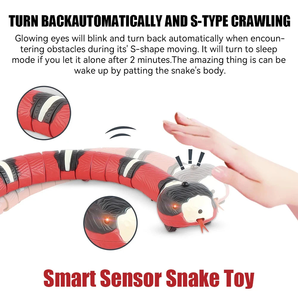 Pet Toys Cat Dog Pet Snake Toys Rechargeable Smart Sensor Snake Automatically Senses Obstacles and Escapes Children's Gift Toys