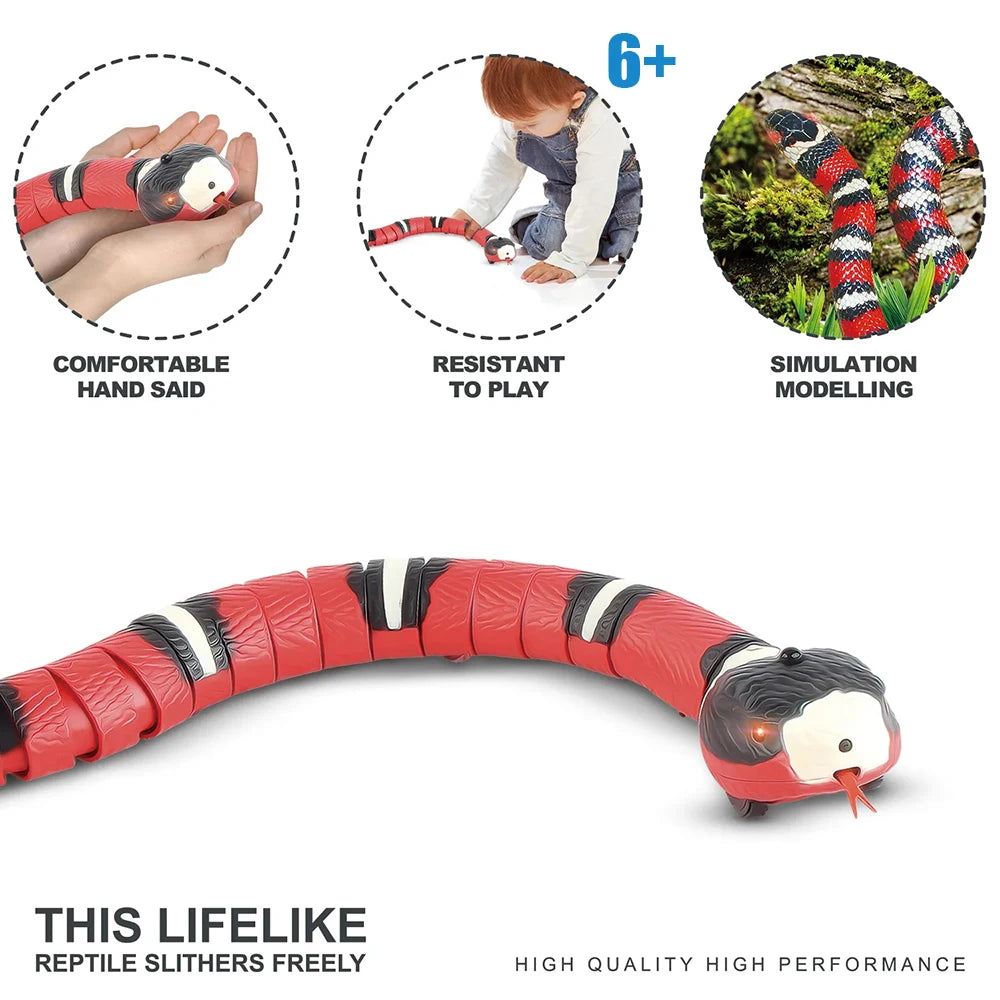 Pet Toys Cat Dog Pet Snake Toys Rechargeable Smart Sensor Snake Automatically Senses Obstacles and Escapes Children's Gift Toys