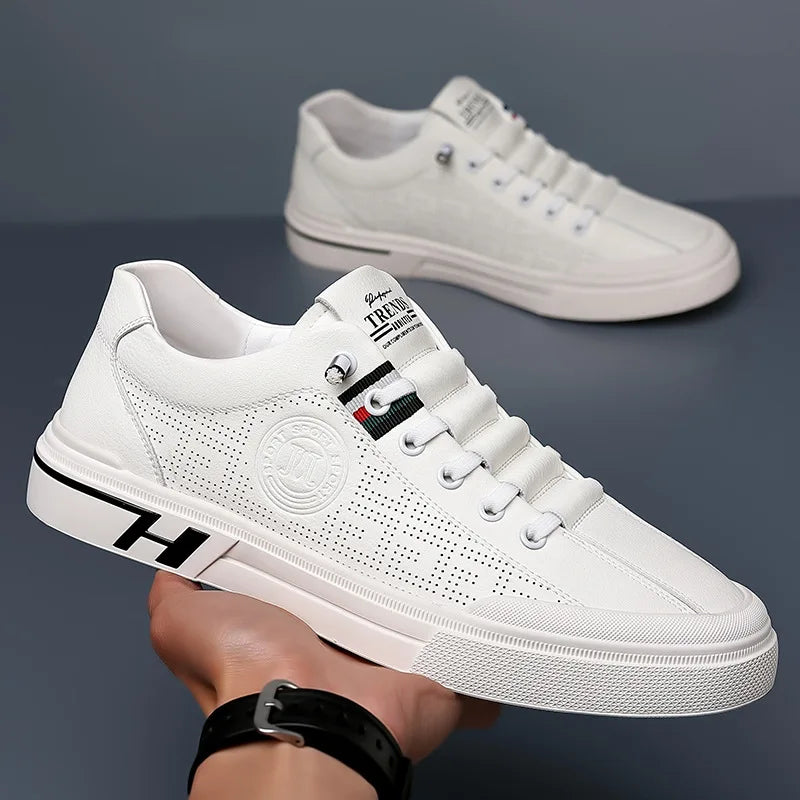 Men's Sneakers Summer 2023 New Embossed Breathable Sports Casual Mesh Surface Shoes Teen Trend All-Matching Men's White Shoes