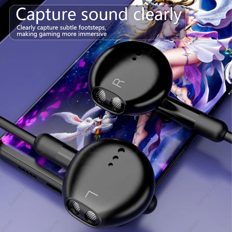 Type-C 3.5mm Wired Earphone with Microphone In-ear DAC Chip Wired HiFi Stereo Headphones For iPhone15 Xiaomi Samsung Galaxy