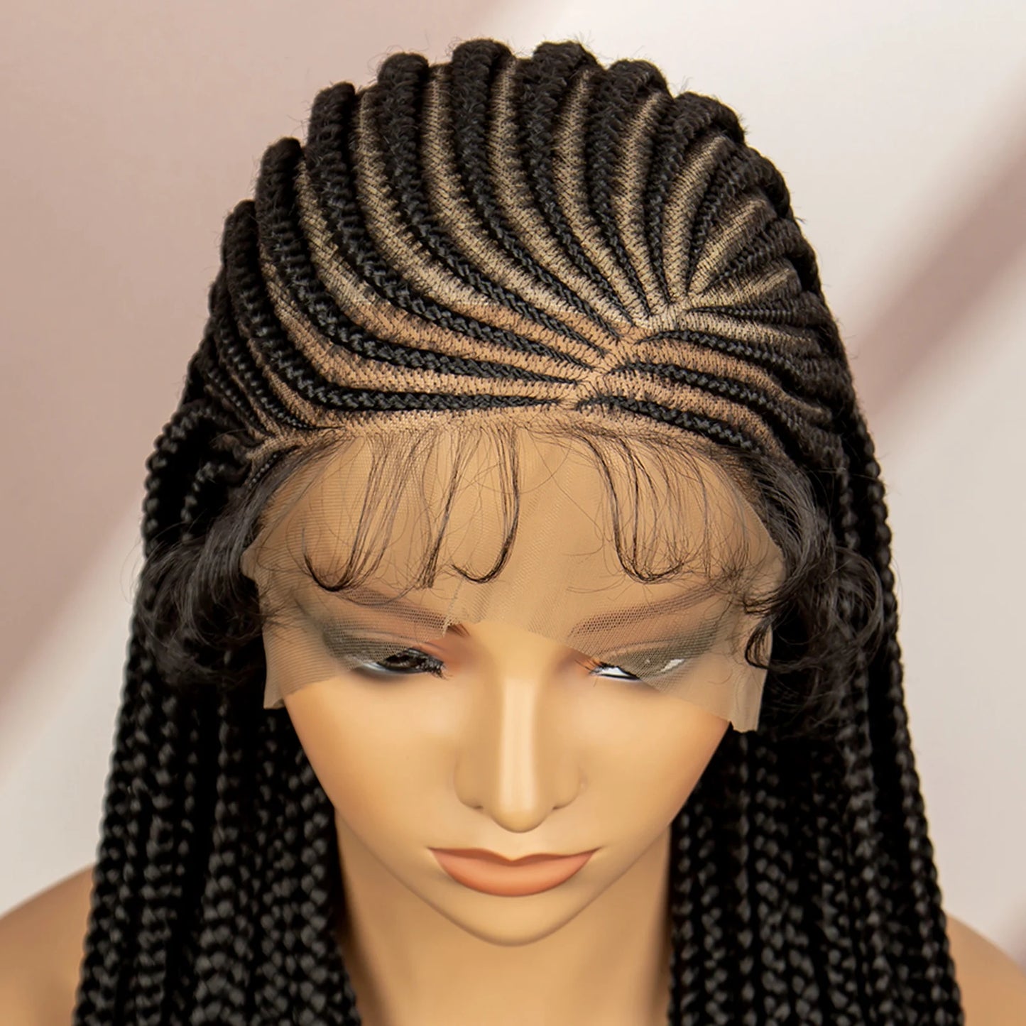 Synthetic Full Lace Cornrow Braided Wigs Box Braided Wigs Goddess Braids Wigs for African Women Afro Wigs with Baby Hair