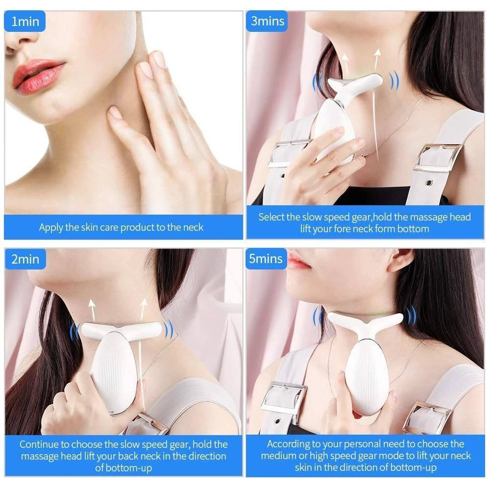 Face Massager 3 In 1 Neck Facial Eye Massage Introducer Microcurrent Skin Rejuvenation Anti Aging Beauty Device Beauty Tools