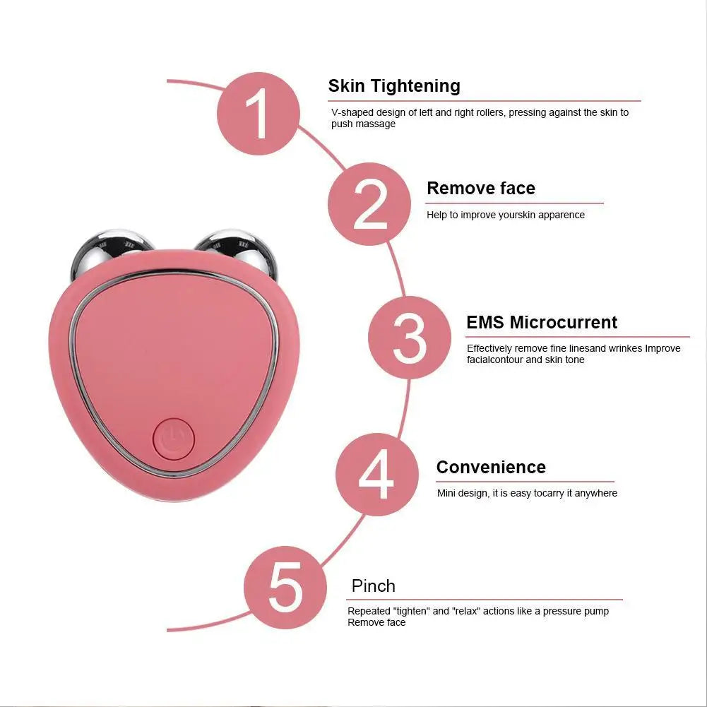 Portable Electric Face Lift Roller Massager EMS Sonic Facial Lifting Skin Tighten Massage to use after charging for 30 minutes