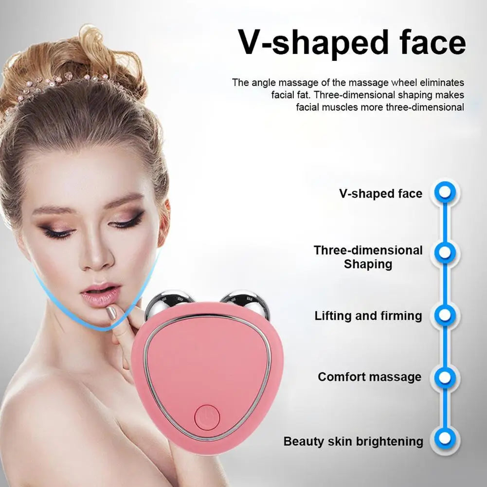 Portable Electric Face Lift Roller Massager EMS Sonic Facial Lifting Skin Tighten Massage to use after charging for 30 minutes