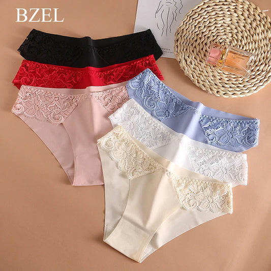 Women Panties Seamless Ladies Exquisite Lace Underwear Femme Breathable Briefs Women's Ice Silk Lingerie Femme Comfortable Panty