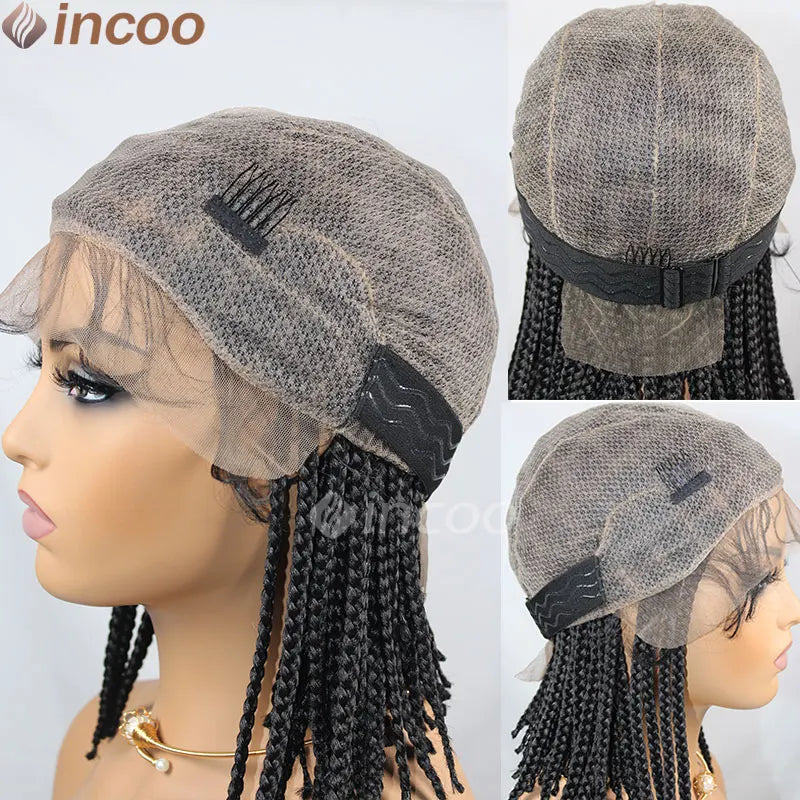 Synthetic Full Lace Front Box Braid Wigs Short Straight Twist Wig Braided Wigs Black Women Crochet Box Braided Wig Braiding Hair