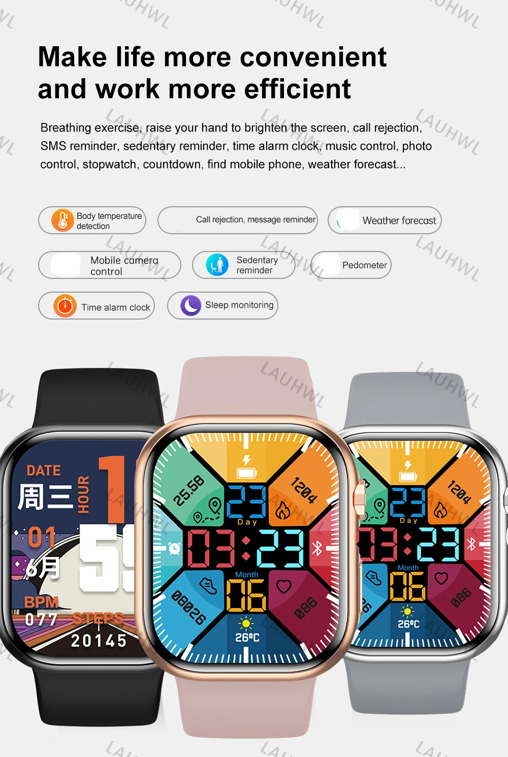 Series 9 Smart Watch Men Body Temperature BT Call NFC Always on Display Sport Watch Women Smartwatch For IOS Android pk watch 9