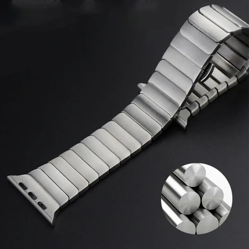 Stainless Steel Strap For Apple Watch Band Ultra 2 49mm 45 44mm 42 40mm 41 38mm Metal Bracelet Bamboo Iwatch Series 9 8 7 6 Se 5