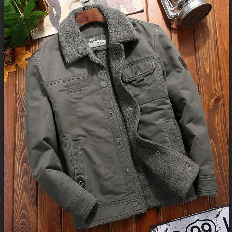 Outerwear Clothing fleece Bomber Jacket Men's Windbreaker Thick Warm Male Parkas Military Mens Winter Jackets Fur collar Coats