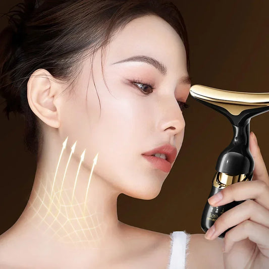 3 in 1 Face Massager Neck Facial Eye Massage Introducer Microcurrent Skin Rejuvenation Anti Aging Beauty Device Wholesale