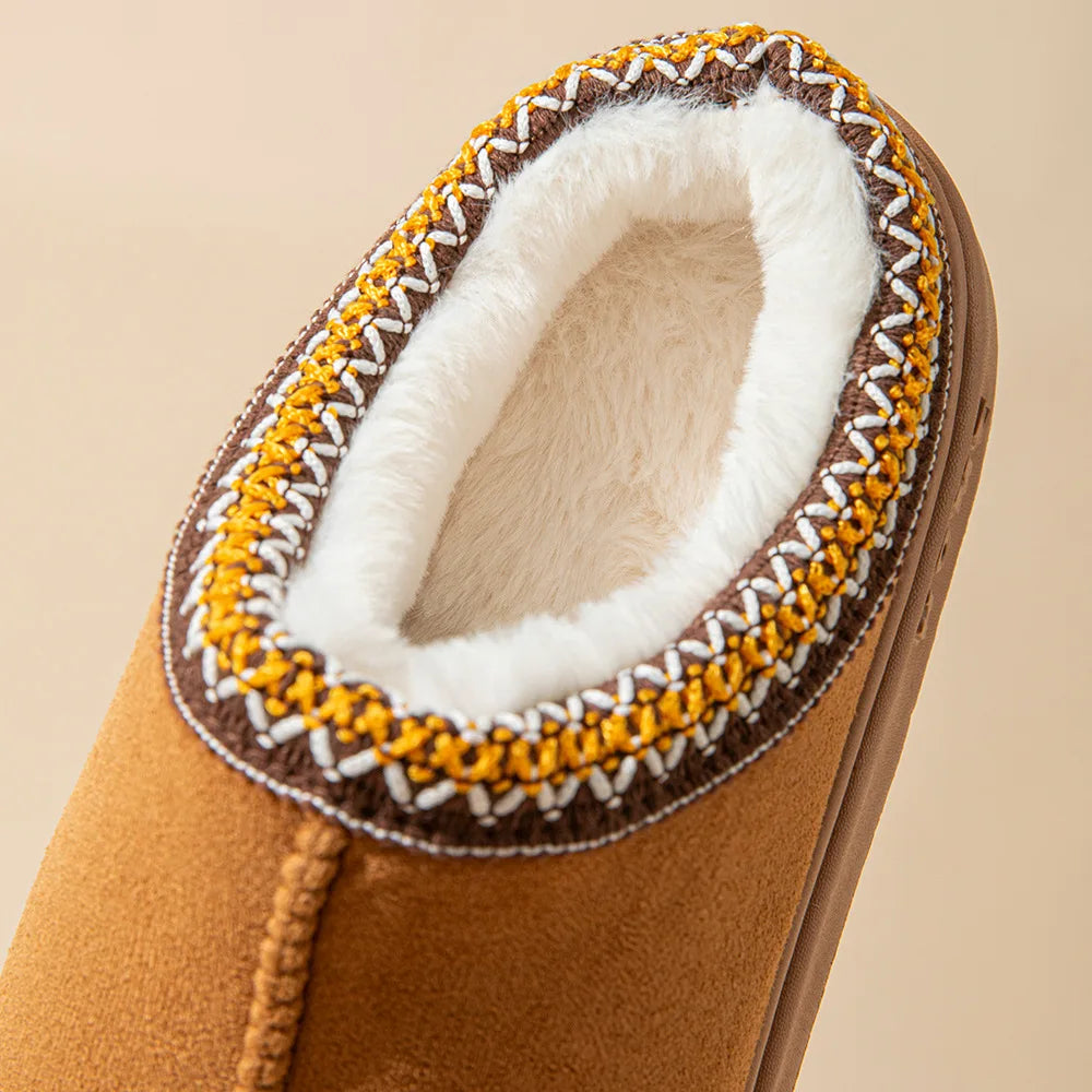 Winter Women Slippers Slip on Faux Fur Warm Mules Women Fluffy Suede Comfy Slippers Fur Indoor Outdoor Scuff Clog Slipper Men