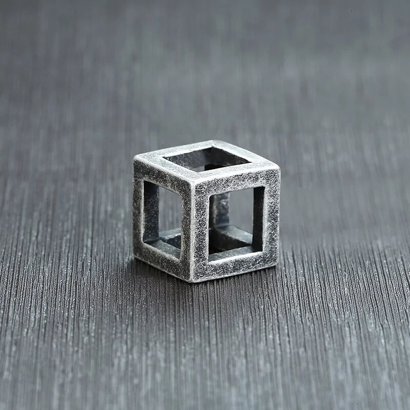 Retro Hollow Cube Pendant Necklace