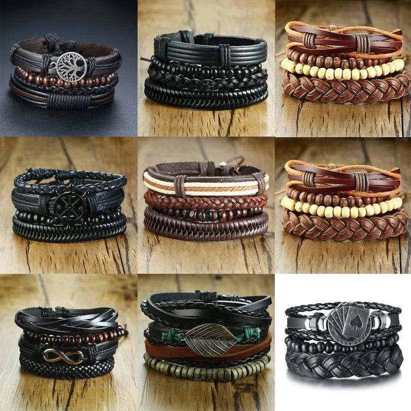 Braided Wrap Leather Bracelets